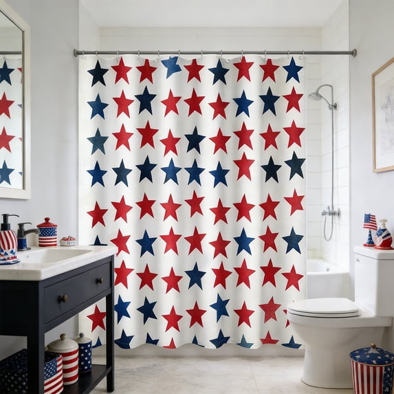 Tuvgenk 70.86x35.43in Plastic Shower Curtain Patriotic Multicolor Bathroom Curtain Washable Comfort Hooks Decor