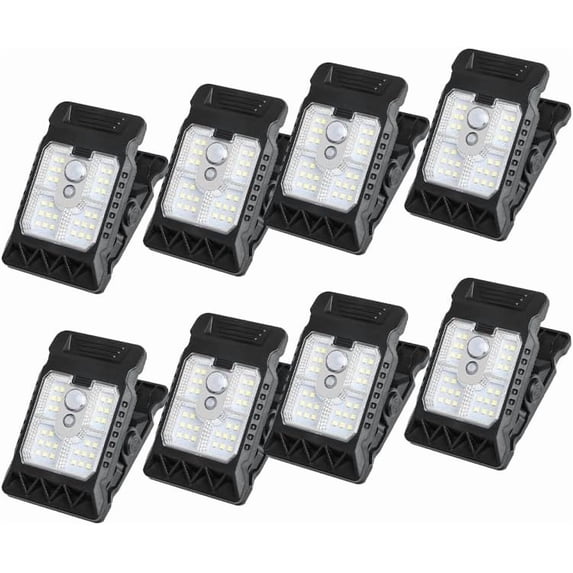 Tuvgenk 8PCS Solar Clip Light Motion Sensor LED Outdoor Wall Lamp Waterproof Plastic Black for Garden Patio Pathway Camping