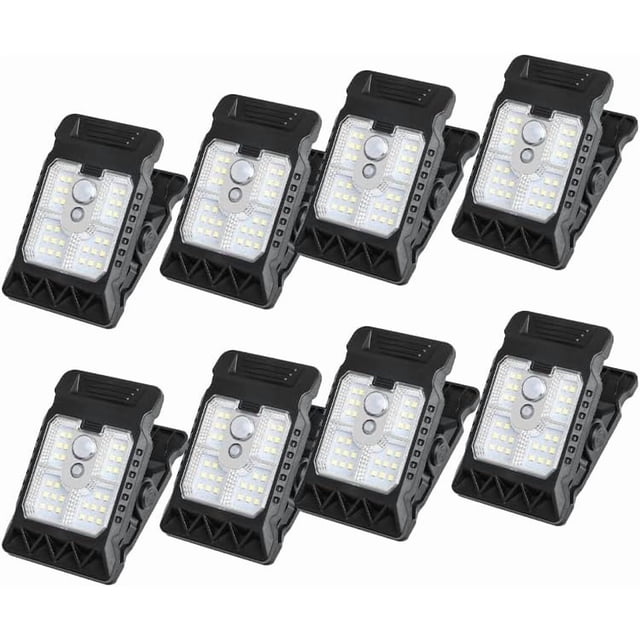 Tuvgenk 8PCS Solar Clip Light Motion Sensor LED Outdoor Wall Lamp Waterproof Plastic Black for Garden Patio Pathway Camping