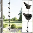 thumbnail image 1 of Tuvgenk 8ft Metal Rain Chain Bird & Cup Design Outdoor Decorative Rain Chain for Gutter Porch Patio Black Metal, 1 of 8