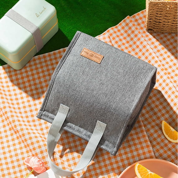 Tuvgenk 9" x 10" Insulated Vertical Lunch Tote,Portable Bento Bag with Large Capacity,Thermal Food Container for Work & Picnic,Cationic Fabric (Gray)