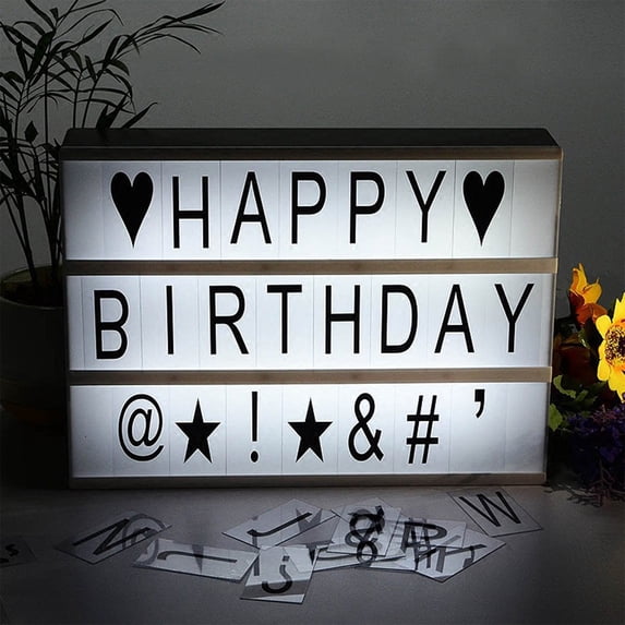 Tuvgenk A4 Led Diy Letter Light Box Custom Message Board for Home Wedding Party Decor With 85 Cards Black Pvc 12inch