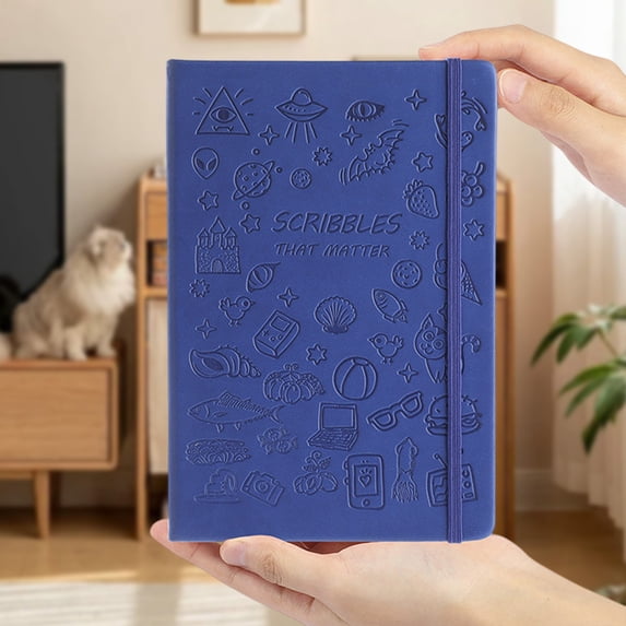 Tuvgenk A5 Subject Notebook Dark Blue Journal Solid No Bleed Strap Travel Diary