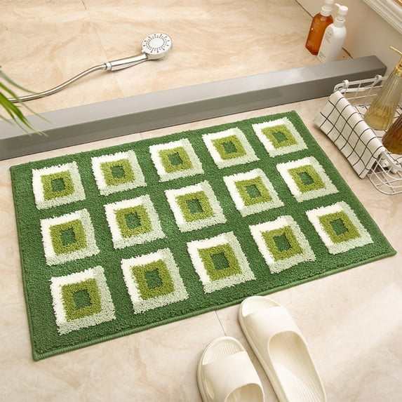 Tuvgenk Absorbent Bath Mat Non Slip Quick Dry Bathroom Rugs Plush 2x2 Rectangle Sage Green Small Area Rug for Tub