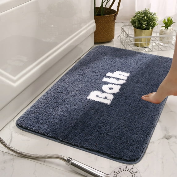 Tuvgenk Absorbent Bath Mat Quick Drying Non Slip Bathroom Rugs Navy Blue Small Rectangle 1x2 Area Rug for Tub