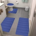 thumbnail image 1 of Tuvgenk Absorbent Bath Mat Set Non Slip 4 Piece Toilet Rugs Large U Shaped Navy Blue Bathroom Floor Rug for Tub, 1 of 9