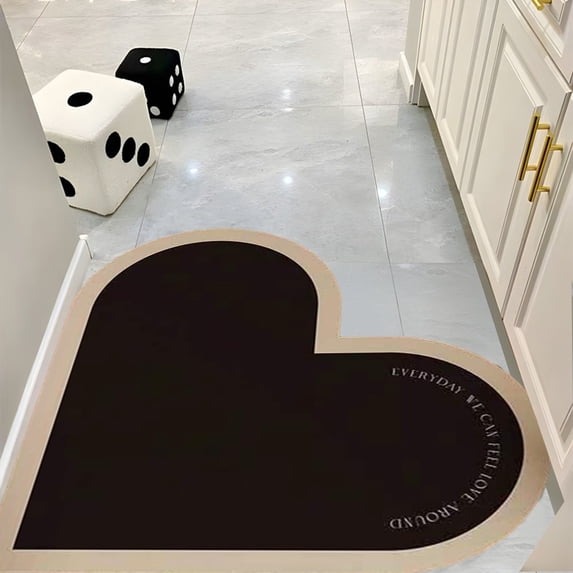 Tuvgenk Absorbent Bath Mats Non Slip Quick Drying Bathroom Rug Small 2x2 Heart Black Area Rugs for Shower