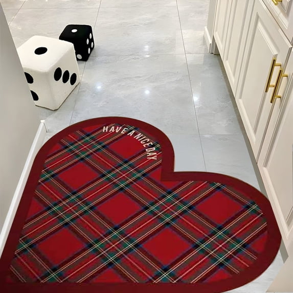 Tuvgenk Absorbent Bath Mats Quick Drying Non Slip Bathroom Rug Heart 2x2 Small Red Area Rugs for Shower