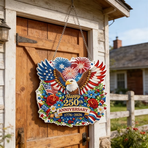 Tuvgenk Acrylic USA 250th Anniversary Commemorative Sign 9x9 Inch, Clear Decorative Plaque for Hanging Display & Desktop Ornament