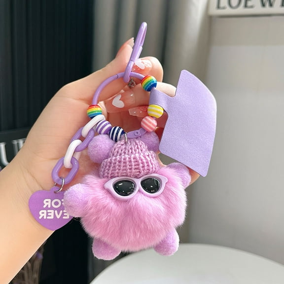 Tuvgenk Compact Plush Animal Keychain, Mini Bag Pendant for Women