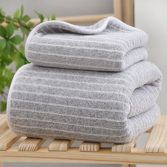 Tuvgenk Adult Bath Towel Sets 2 Gray towel Polyester Lint-free Modern Quick-drying Hand towel: 13.78 x 29.53 in, Bath towel: 27.56 x 55.12 in