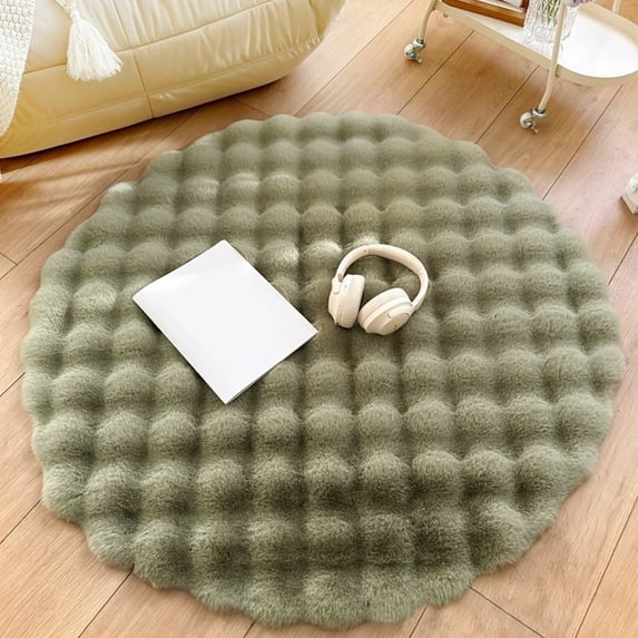 Tuvgenk Area Rug Living Room Non Slip Accent Rugs Round Plush Washable 1×1 Floor Mat Home Entryway Bedroom Decor