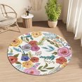 thumbnail image 1 of Tuvgenk Area Rug Living Room Non Slip Floral Accent Rugs Round Bedroom Washable 3×3 Floor Mat, 1 of 6
