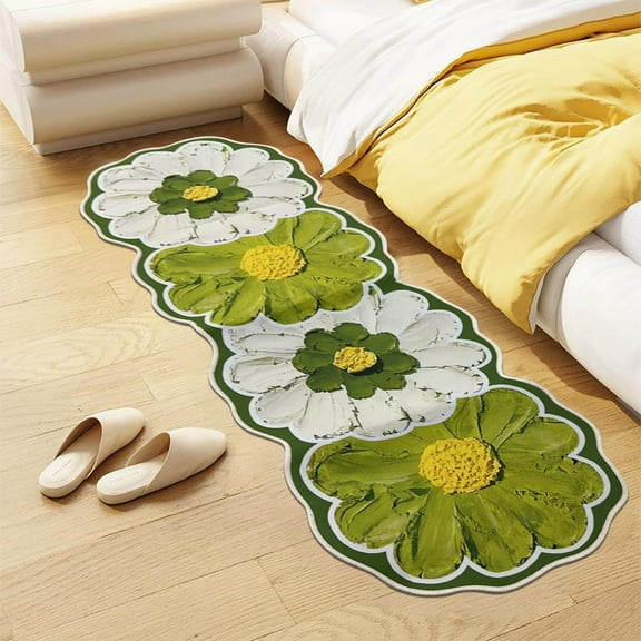 Tuvgenk Area Rug Non Slip Floral Bedroom Accent Rugs Washable 2×4 Novelty Floor Mat Living Room Bedside Decor