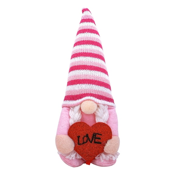 Tuvgenk Arrow Heart Gnome - Faceless Dwarf Statue with Romantic Pink Hat, Unique Home Decor Figurine and Gift for Women