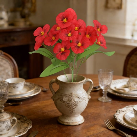 Tuvgenk Artificial Flowers Indoor Red Holiday Floral Picks Bouquet Sturdy for Wedding Centerpieces