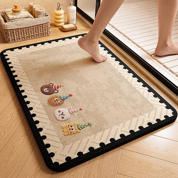 Tuvgenk Bath Floor Mats Cute Funky Water Absorbent Bathroom Bath Rugs Waves Non-Slip 16 X 24 in