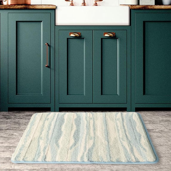 Tuvgenk Bath Mat Non Slip Quick Dry Absorbent Bathroom Rugs Rectangle Small Blue 2x2 Floor Rug for Shower