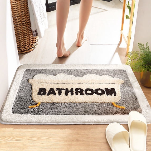 Tuvgenk Bath Mat Non Slip Quick Dry Water Absorbing Bathroom Rugs 1x2 Large Gray Rectangle Floor Rug for Tub