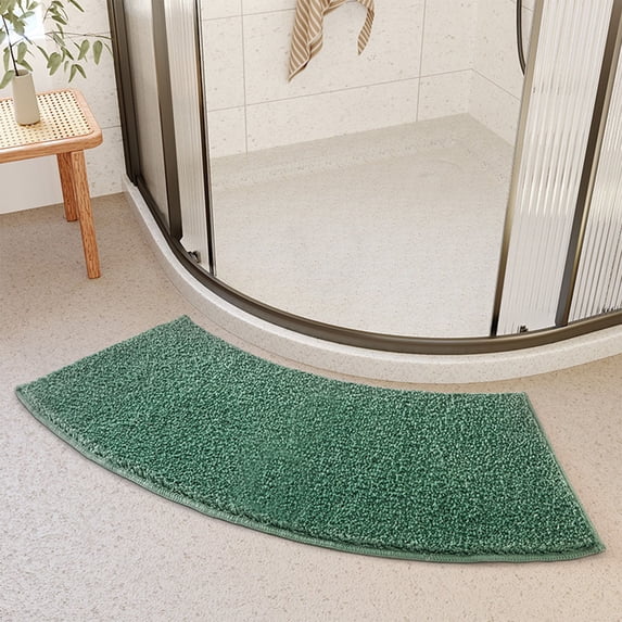 Tuvgenk Bath Mat Non Slip Quick Drying Water Absorbing Bathroom Rugs Curved Long 4x1 Olive Green Floor Mat for Tub