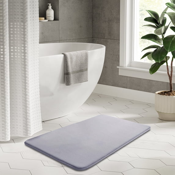 Tuvgenk Bath Mat Non Slip Water Absorbing Quick Drying Bathroom Rugs 2x2 Rectangle Gray Small Area Rug for Shower