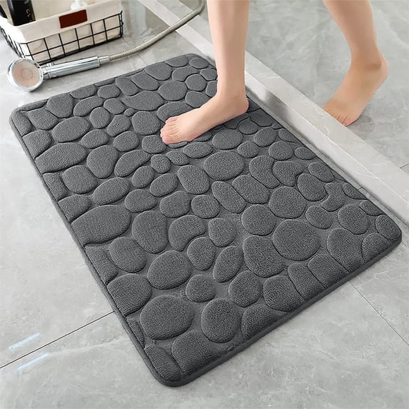 Tuvgenk Bath Mat Quick Dry Non Slip Water Absorbing Bathroom Rugs Rectangle Large 3x2 Dark Gray Floor Rug for Shower
