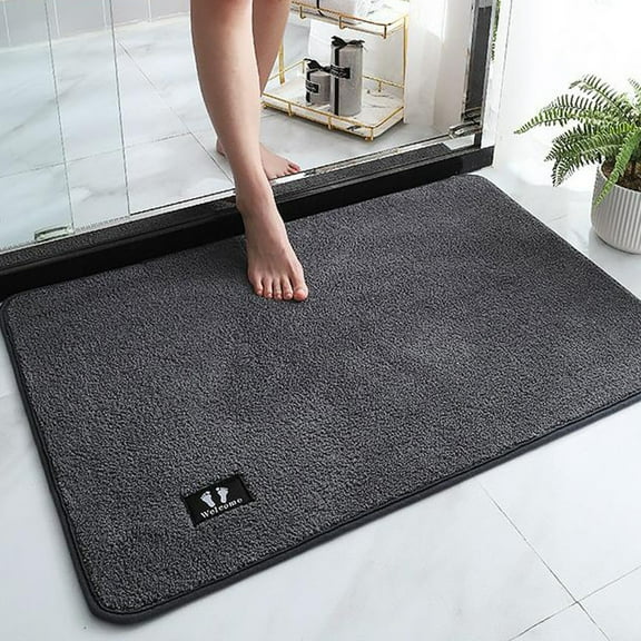 Tuvgenk Bath Mat Quick Drying Non Slip Water Absorbing Bathroom Rugs 2x3 Black Rubber Large Rectangle Area Rugs for Shower