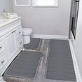thumbnail image 1 of Tuvgenk Bath Mat Set Non Slip Water Absorbing 3 Piece Toilet Rugs Bathroom U Shaped Dark Gray Long Area Rug for Tub, 1 of 7