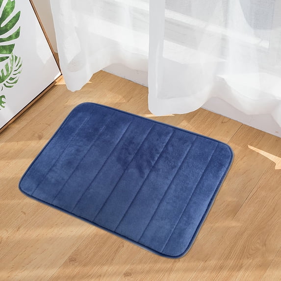 Tuvgenk Bath Mat Water Absorbing Non Slip Bathroom Rugs Long Rectangle Navy Blue Area Rug for Shower