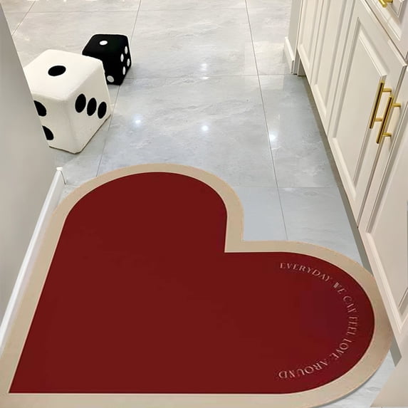 Tuvgenk Bath Mats Absorbent Non Slip Quick Drying Bathroom Rug 2x2 Heart Small Red Area Rugs for Shower