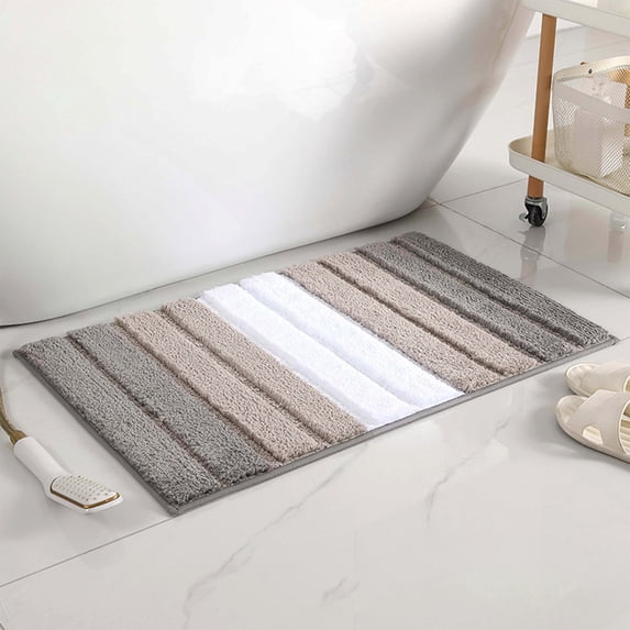 Tuvgenk Bath Mats Non Slip Absorbent Bathroom Rug 1x2 Small Gray Rectangle Plush Floor Mat for Shower