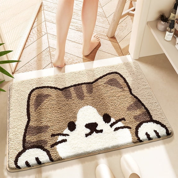 Tuvgenk Bath Mats Non Slip Absorbent Bathroom Rug Novel Animal Shape Small Taupe 2x2 Floor Rug for Shower