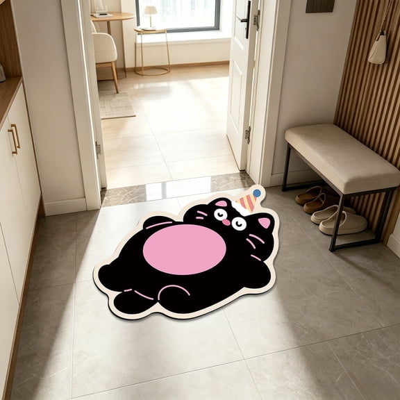 Tuvgenk Bath Rugs Washable 15.7x23.6in Carpet Alien Diatom Ooze Black Non Slip Bear Practical
