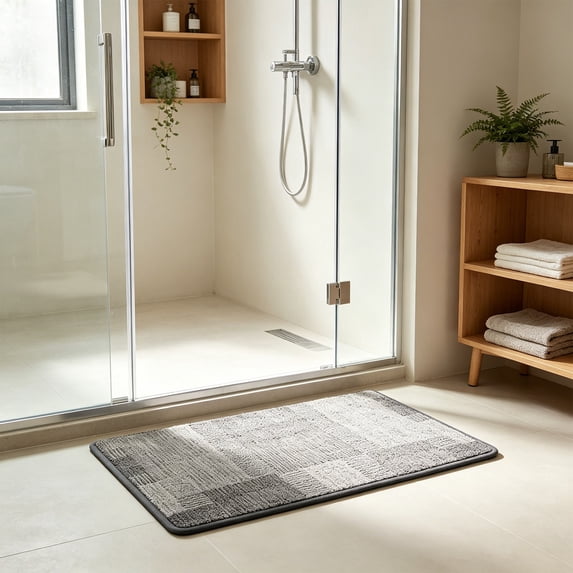 Tuvgenk Bathroom Mats Water Absorbent Gray Bathroom Rugs Quick Dry Nonslip 16 X 24 in
