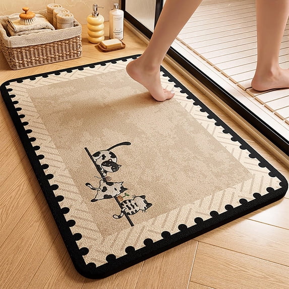 Tuvgenk Bathroom Mats Water Absorbing Fancy Bathroom Rugs Scalloped Nonslip 16 X 24 in
