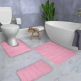 thumbnail image 1 of Tuvgenk Bathroom Rug Set Quick Drying 3 Piece Water Absorbing Toilet Rugs Pink U Shaped Bathroom Small Floor Mat for Tub, 1 of 5