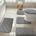 thumbnail image 1 of Tuvgenk Bathroom Rug Sets with Toilet Cover Dark Gray Non-Slip 5 Piece Bath Rugs Sets for Bathroom Floor U Shaped Machine Washable Quick Dry Water Absorbing Floor Mats for Home, 1 of 7