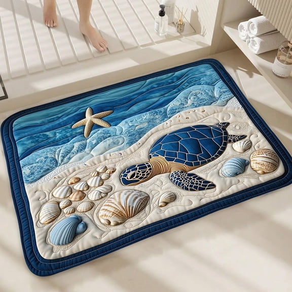 Tuvgenk Bathroom Rugs Absorbent Quick Dry Non Slip Bath Mat 1'X2' Blue Rectangle Small Shower Mat