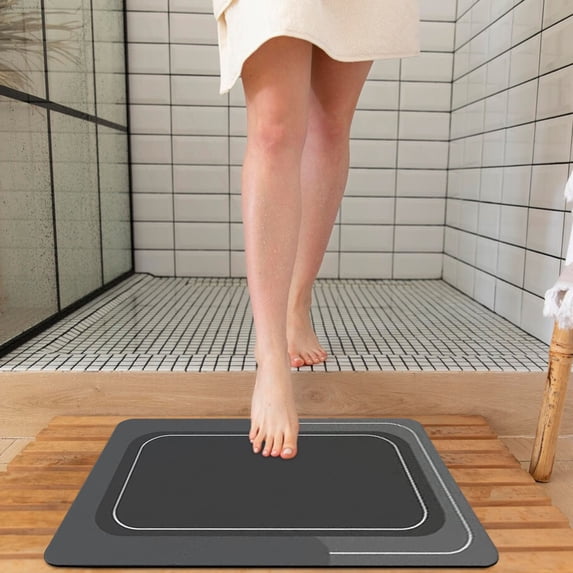 Tuvgenk Bathroom Rugs Non Slip Absorbent Quick Dry Bath Mat Large Dark Gray 2'X3' Rectangle Shower Mat