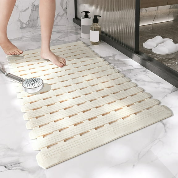 Tuvgenk Bathroom Rugs Non Slip Quick Dry Bath Mats Long Rubber 3x1 Cream Rectangle Area Rugs for Shower