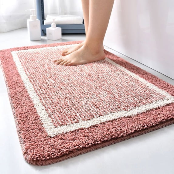 Tuvgenk Bathroom Rugs Pink Non Slip Bath Mats for Bathroom Floor Absorbent Fade Resistant Quick Dry Easy Care Floor Rug for Shower