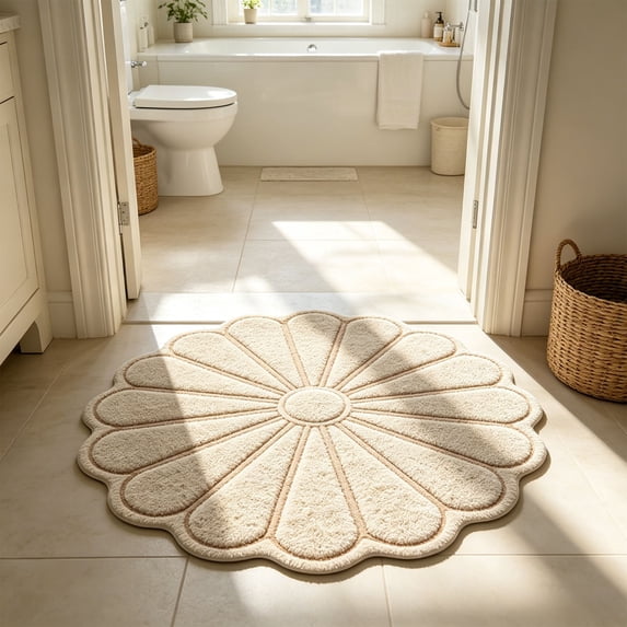 Tuvgenk Bathroom Shower Rugs Fancy Absorbent Khaki Bathroom Floor Mats Non-Slip Floral Quick Dry Novelty Small
