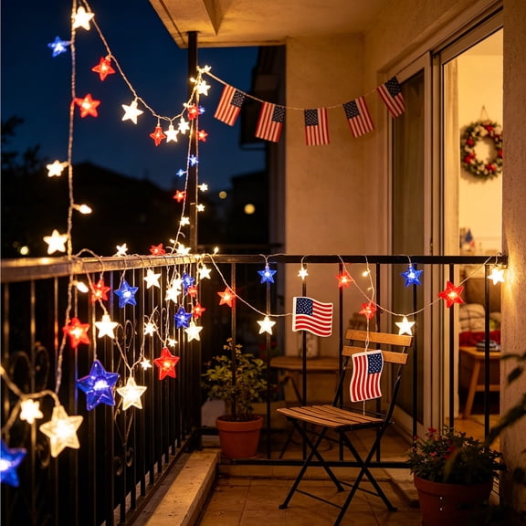 Tuvgenk Battery Light Ropes & Strings Blinking Lights Color Changing String Lights Eco Friendly Stars Plastic 4th Of July for Hallway, Garden