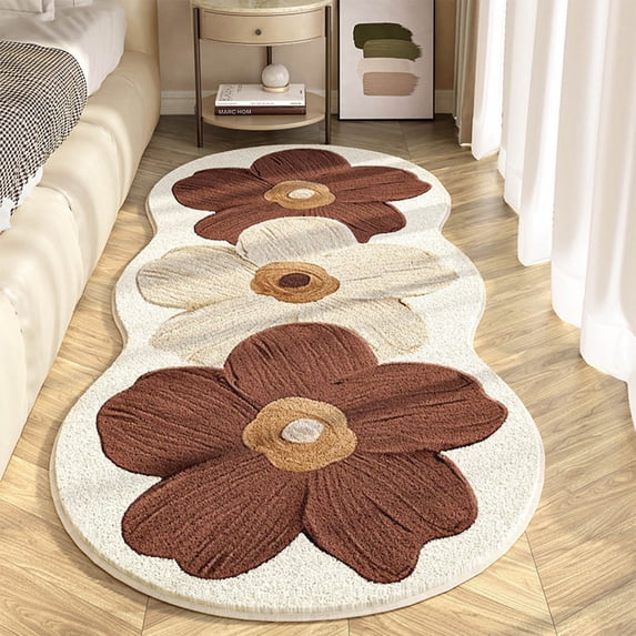 Tuvgenk Bedroom Area Rug Floral Non Slip Accent Rugs 1×4 Washable Novelty Floor Mat Home Living Room Bedside Decor