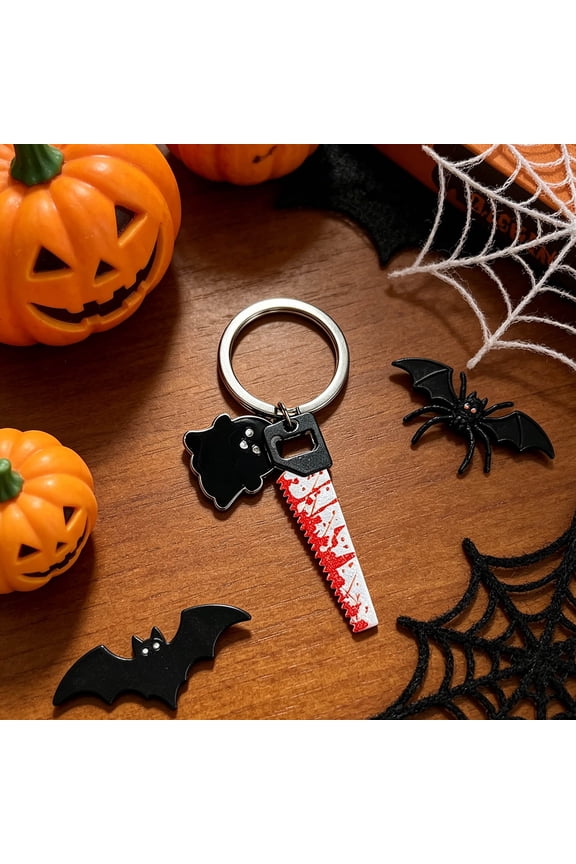 Black Phantom Bloody Weapon Keychain, Mini Horror Iron Charm, Halloween Goodie Bag Favor Classroom Reward Gift