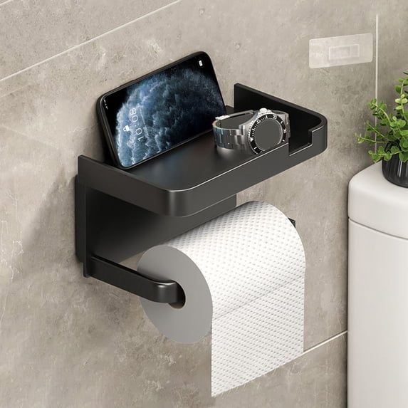 Tuvgenk Black Plastic Toilet Paper Holders Suction Cup Mounted Stand Rectangular Tissue Holder Decorative Gift Modern Tissue Holder for Friends
