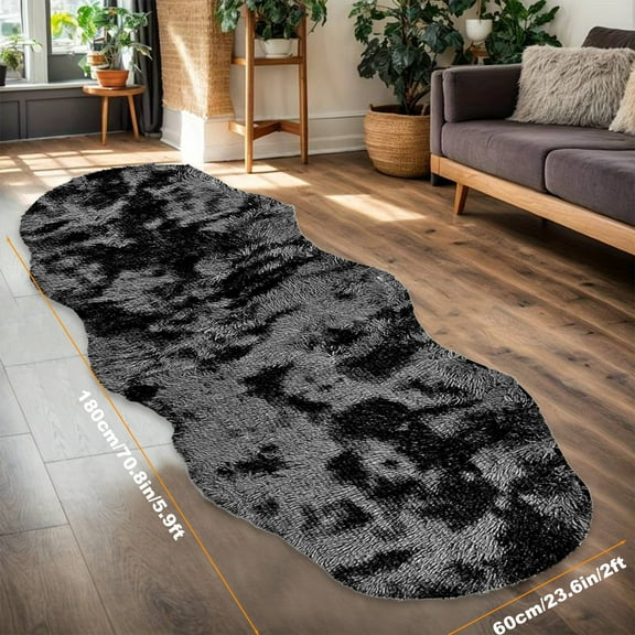 Tuvgenk Black Solid Extra Long Plush Runner Rug 70.8x23.6in Ultra Soft Water Absorbent Non Slip
