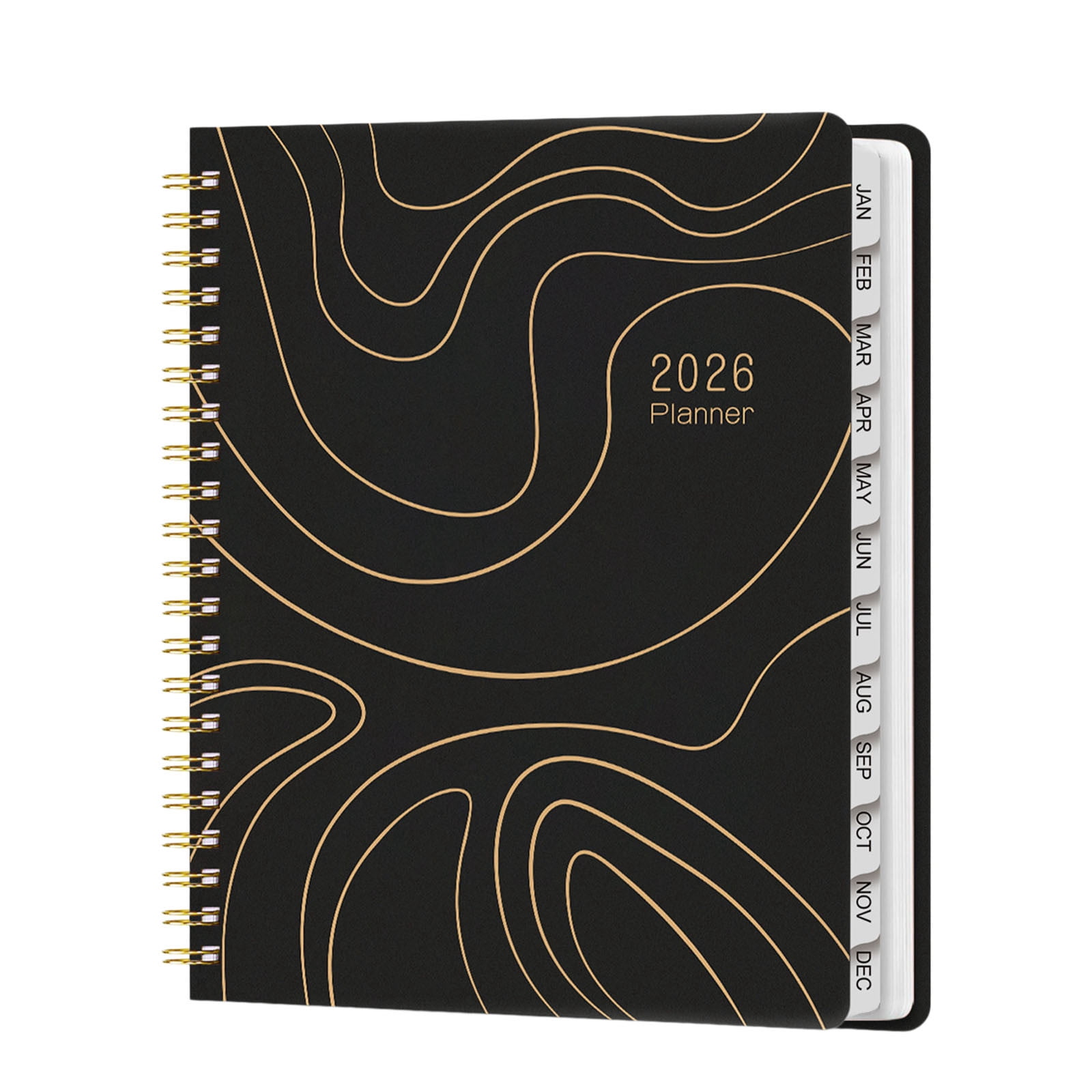 Tuvgenk Black Spiral Notebook A4 Subject Notebook Durable 2026 Planner Travel Diary with Separating Pages
