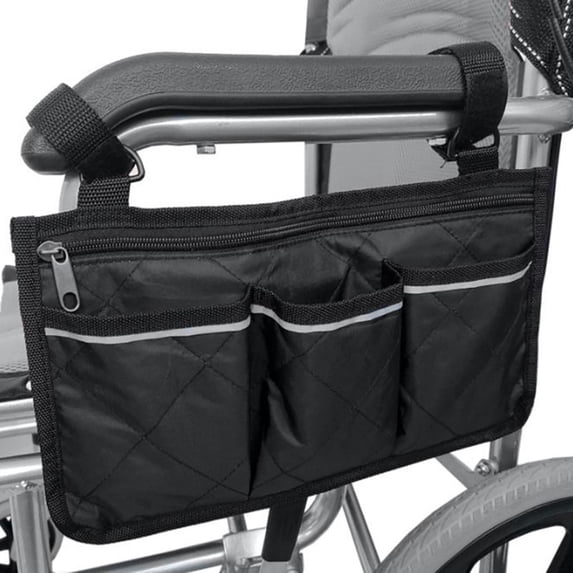 Tuvgenk Black Wheelchair Storage Bag Suspended Side Durable Storage Bags Multifunction Practical for Home Use