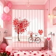 thumbnail image 1 of Tuvgenk Boho Fabric Shower Curtain Bathroom Decor Waterproof Bath Curtain Pink Heart Bath Drape 71x59 inch, 1 of 6